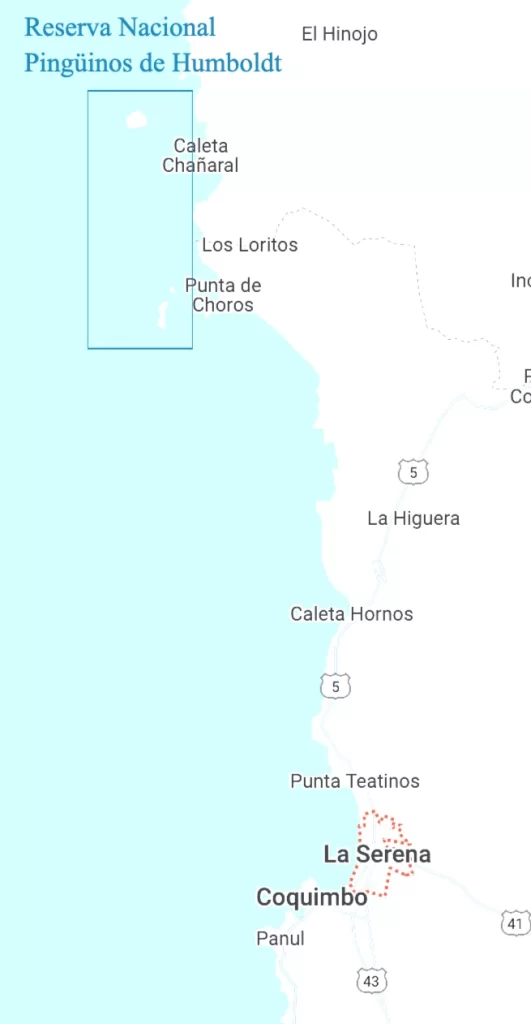 La Serena to Chañaral de Aceituno Map with Reserva Nacional